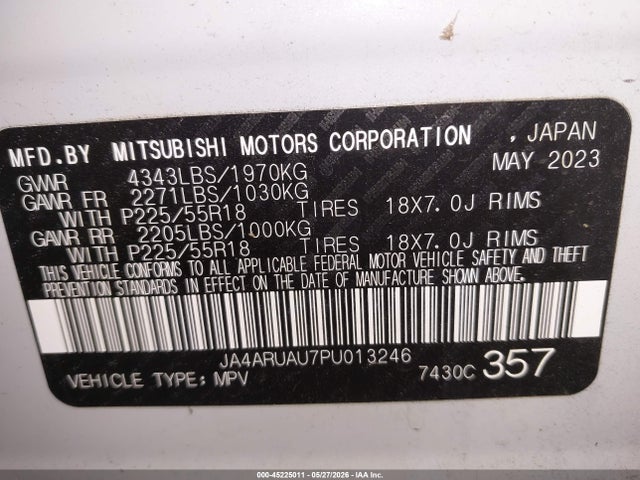 2023 Mitsubishi Outlander Sport 2.0 Se Awc მანქანა იყიდება აუქციონზე, vin: JA4ARUAU7PU013246, აუქციონის ნომერი: 45225011