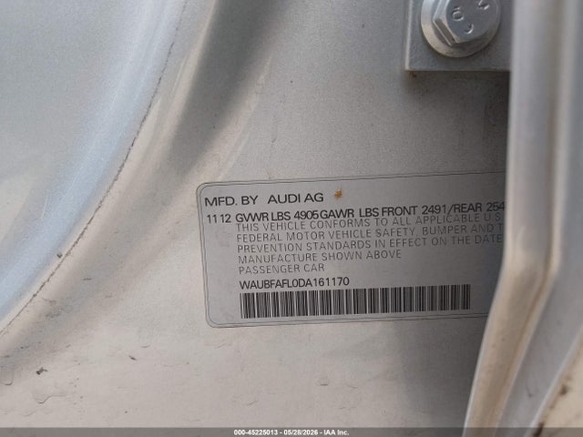Aukcja sprzedaży 2013 Audi A4 2.0t Premium, vin: WAUBFAFL0DA161170, numer aukcji: 45225013