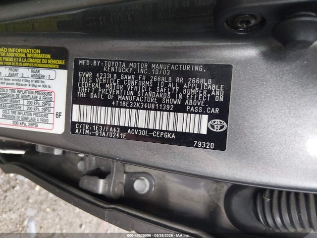 Aukcja sprzedaży 2004 Toyota Camry Xle, vin: 4T1BE32K34U811392, numer aukcji: 45225096