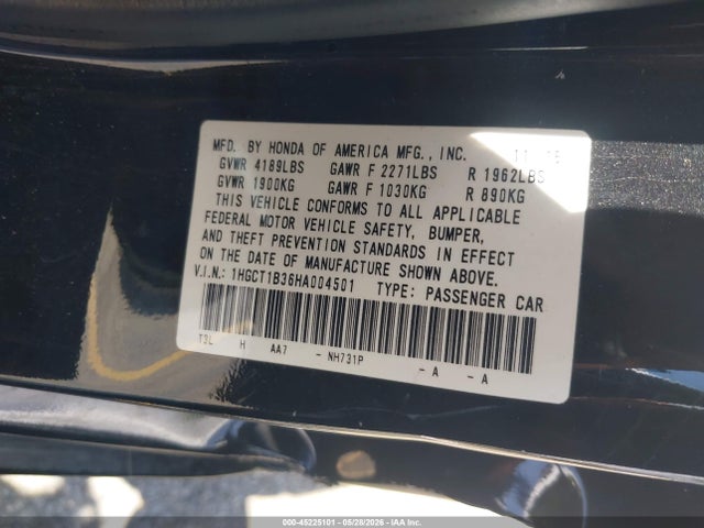 Honda Accord Lx-s 2017 1HGCT1B36HA004501 Image 9