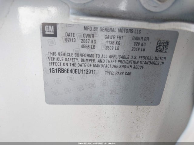 2014 Chevrolet Volt მანქანა იყიდება აუქციონზე, vin: 1G1RB6E40EU113911, აუქციონის ნომერი: 45225142