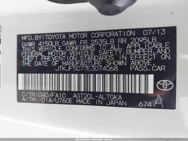 Aukcja sprzedaży 2014 Scion Tc, vin: JTKJF5C77E3074068, numer aukcji: 45225163