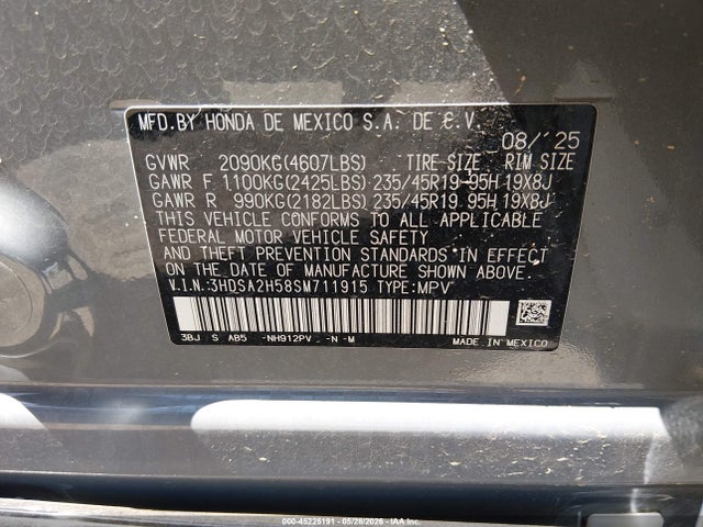 Продаж на аукціоні авто 2025 Acura Adx A-spec, vin: 3HDSA2H58SM711915, номер лоту: 45225191