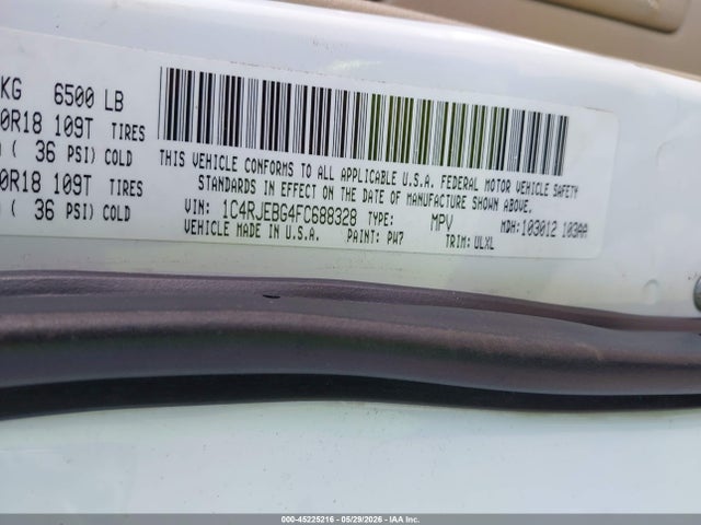 Aukcja sprzedaży 2015 Jeep Grand Cherokee Limited, vin: 1C4RJEBG4FC688328, numer aukcji: 45225216