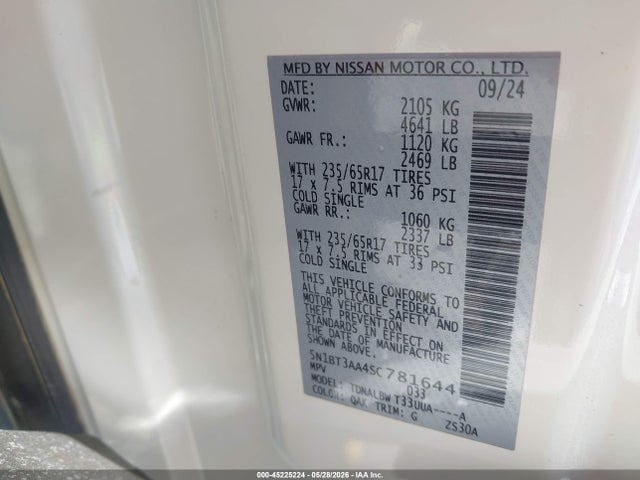 5N1BT3AA4SC781644 Nissan Rogue S Fwd