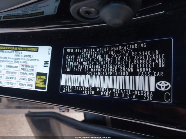 5YFS4MCE3PP141480 Toyota COROLLA SE