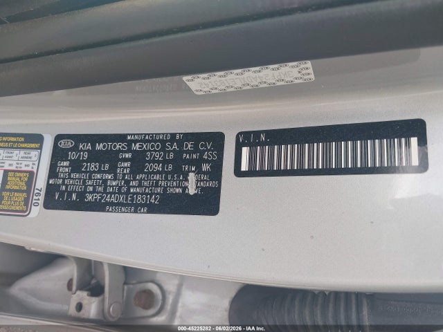 Продажа на аукционе авто 2020 Kia Forte Lxs, vin: 3KPF24ADXLE183142, номер лота: 45225282
