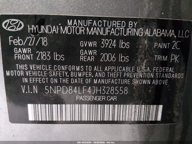 Hyundai ELANTRA SEL 2018 5NPD84LF4JH328558 Image 9