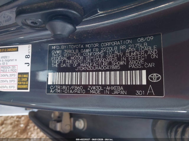Aukcja sprzedaży 2010 Toyota Prius Iii, vin: JTDKN3DUXA0047885, numer aukcji: 45225327