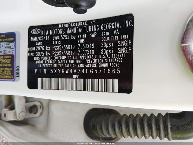 Aukcja sprzedaży 2015 Kia Sorento Limited V6, vin: 5XYKW4A74FG571665, numer aukcji: 45225344