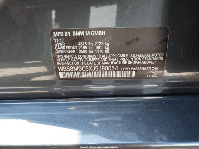 Aukcja sprzedaży 2018 Bmw M3 Cs, vin: WBS8M9C5XJ5J80054, numer aukcji: 45225379