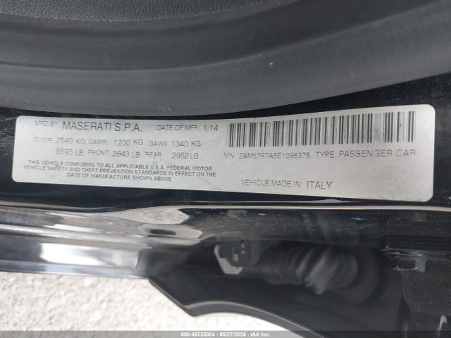 Продажа на аукционе авто 2014 Maserati Ghibli S Q4, vin: ZAM57RTA5E1096375, номер лота: 45225384