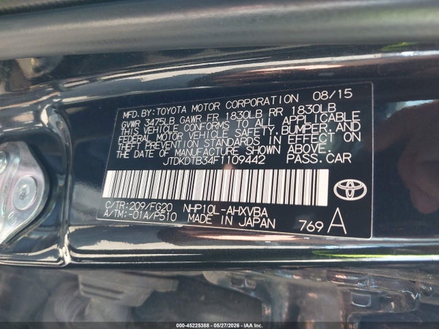 Toyota Prius C Two 2015 JTDKDTB34F1109442 Image 9