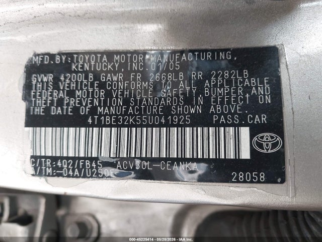 Aukcja sprzedaży 2005 Toyota Camry Le, vin: 4T1BE32K55U041925, numer aukcji: 45225414