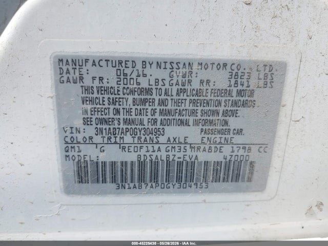 Nissan SENTRA S 2016 3N1AB7AP0GY304953 Image 9