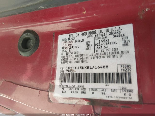 Продажа на аукционе авто 1994 Ford F150, vin: 1FTEF15NXRLA16488, номер лота: 45225434