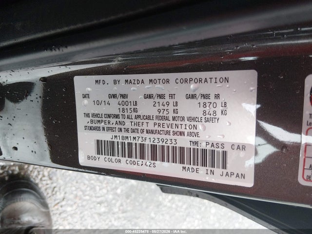 Aukcja sprzedaży 2015 Mazda Mazda3 I Grand Touring, vin: JM1BM1M73F1239233, numer aukcji: 45225478