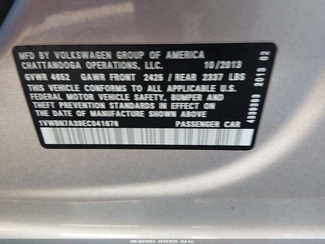 1VWBN7A39EC041676 Volkswagen Passat 2.0l Tdi Se