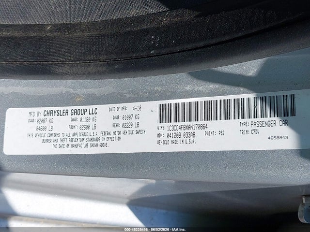 Продаж на аукціоні авто 2010 Chrysler Sebring Touring, vin: 1C3CC4FBXAN170864, номер лоту: 45225496