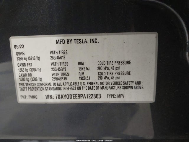 Aukcja sprzedaży 2023 Tesla Model Y Awd/long Range Dual Motor All-wheel Drive, vin: 7SAYGDEE9PA122863, numer aukcji: 45225528