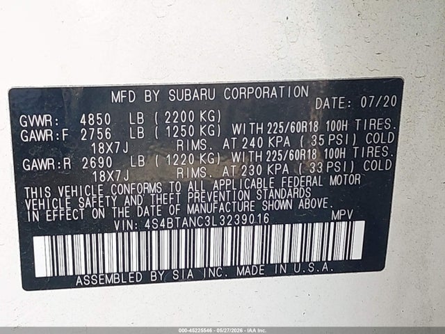 4S4BTANC3L3239016 Subaru Outback Limited
