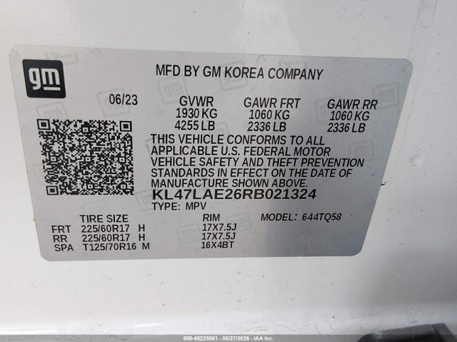 2024 Buick Envista Preferred Fwd მანქანა იყიდება აუქციონზე, vin: KL47LAE26RB021324, აუქციონის ნომერი: 45225561