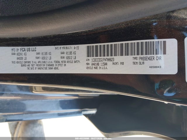 2015 Chrysler 200 C მანქანა იყიდება აუქციონზე, vin: 1C3CCCEG1FN700623, აუქციონის ნომერი: 45225598