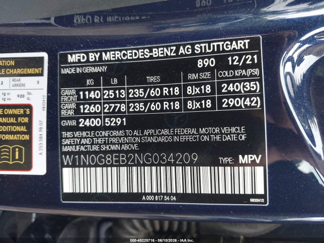 Продажа на аукционе авто 2022 Mercedes-benz Glc 300 4matic Suv, vin: W1N0G8EB2NG034209, номер лота: 45225716