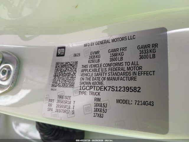 Продажа на аукционе авто 2025 Chevrolet Colorado 4wd Z71, vin: 1GCPTDEK7S1239582, номер лота: 45225729