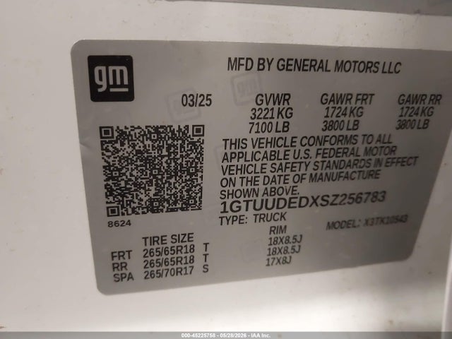 Продажа на аукционе авто 2025 Gmc Sierra 1500 4wd  Short Box Slt, vin: 1GTUUDEDXSZ256783, номер лота: 45225758