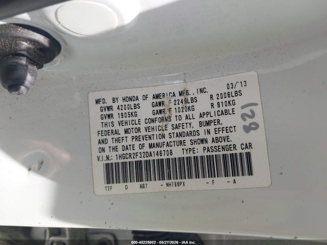 Aukcja sprzedaży 2013 Honda Accord Lx, vin: 1HGCR2F32DA146708, numer aukcji: 45225802