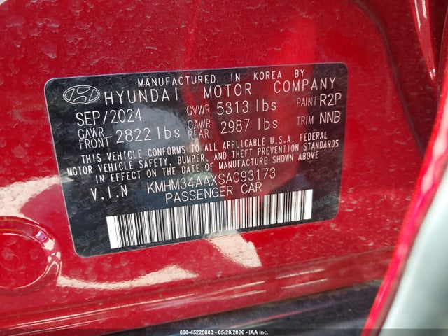 Aukcja sprzedaży 2025 Hyundai Ioniq 6 Sel, vin: KMHM34AAXSA093173, numer aukcji: 45225803