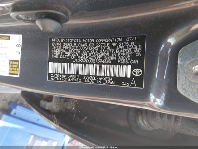 45225810 :رقم المزاد ، JTDKN3DU3B1394485 vin ، 2011 Toyota Prius Two مزاد بيع