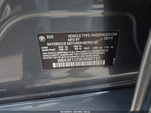 Aukcja sprzedaży 2014 Bmw 320i, vin: WBA3B1G59ENS80197, numer aukcji: 45225814