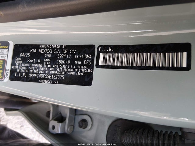 Продаж на аукціоні авто 2025 Kia K4 Lxs, vin: 3KPFT4DE5SE132325, номер лоту: 45225873