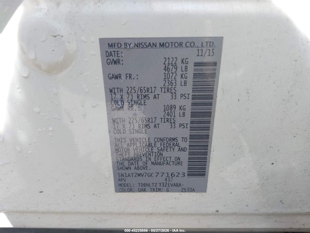 Nissan ROGUE SV 2016 5N1AT2MV7GC771623 Image 9