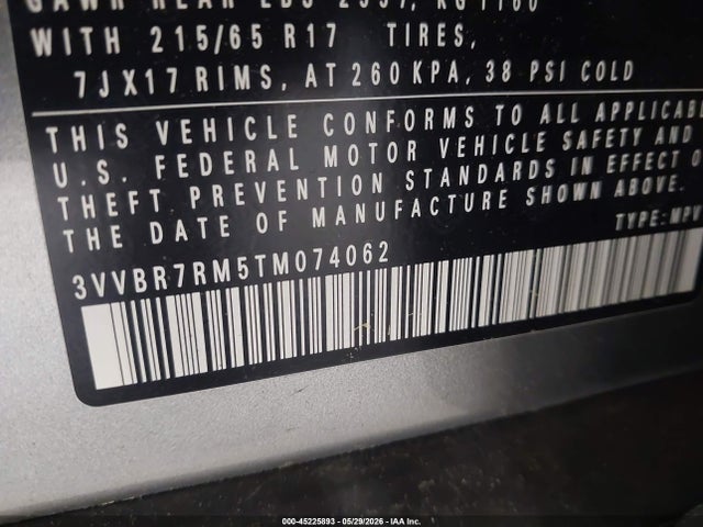 45225893 :رقم المزاد ، 3VVBR7RM5TM074062 vin ، 2026 Volkswagen Tiguan S مزاد بيع
