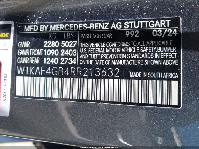 W1KAF4GB4RR213632 Mercedes-Benz C 300