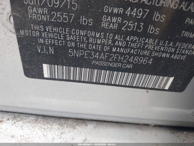 Продаж на аукціоні авто 2015 Hyundai Sonata Sport, vin: 5NPE34AF2FH248964, номер лоту: 45226011