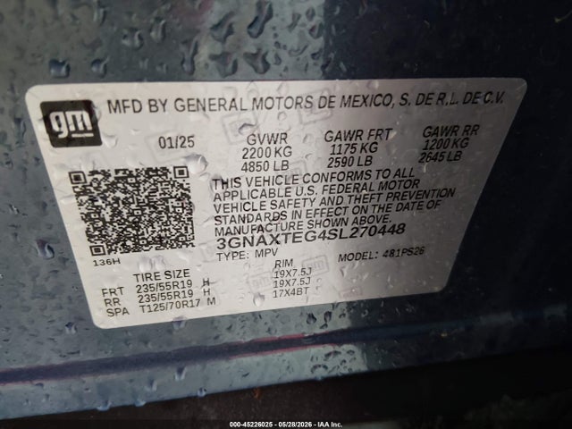 Chevrolet Equinox Awd Rs 2025 3GNAXTEG4SL270448 Image 9