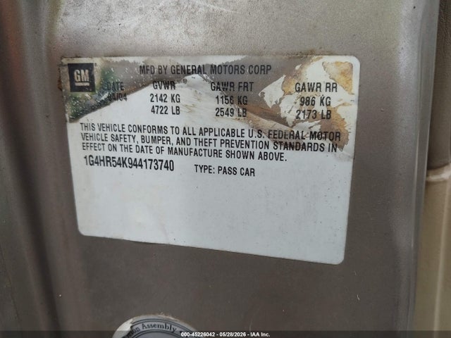 Aukcja sprzedaży 2004 Buick Lesabre Limited, vin: 1G4HR54K944173740, numer aukcji: 45226042