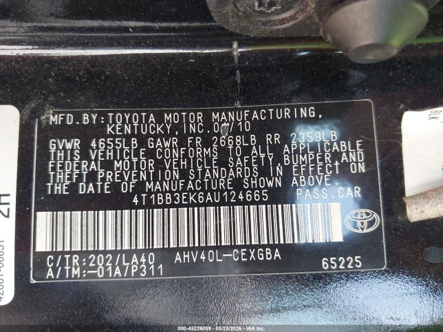 Продажа на аукционе авто 2010 Toyota Camry Hybrid, vin: 4T1BB3EK6AU124665, номер лота: 45226059
