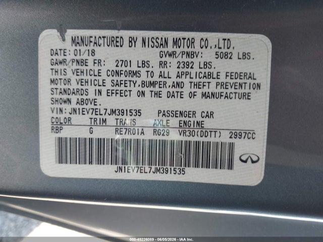 Продаж на аукціоні авто 2018 Infiniti Q60 3.0t Luxe, vin: JN1EV7EL7JM391535, номер лоту: 45226089