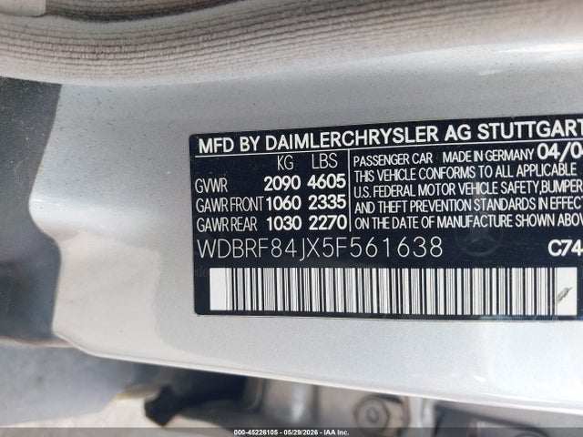 Продаж на аукціоні авто 2005 Mercedes-benz C 320 Luxury 4matic, vin: WDBRF84JX5F561638, номер лоту: 45226105