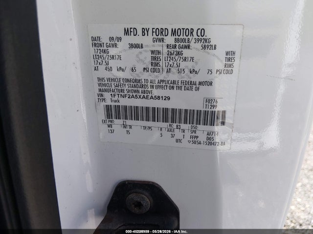 Aukcja sprzedaży 2010 Ford F-250 Xl/xlt, vin: 1FTNF2A5XAEA58129, numer aukcji: 45226139