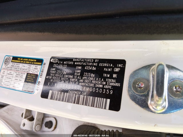 2021 Kia K5 Lxs მანქანა იყიდება აუქციონზე, vin: 5XXG14J28MG050359, აუქციონის ნომერი: 45226145