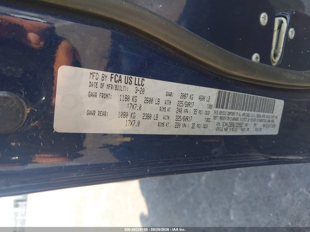 2020 Jeep Compass Latitude 4x4 მანქანა იყიდება აუქციონზე, vin: 3C4NJDBB9LT229552, აუქციონის ნომერი: 45226158