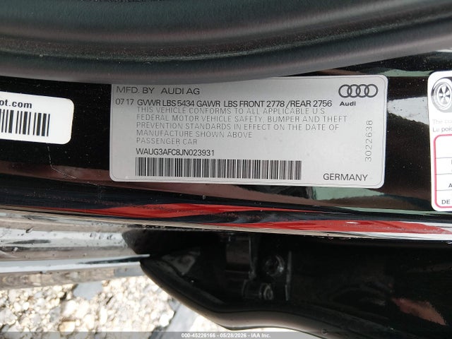 Продажа на аукционе авто 2018 Audi A6 Premium Plus, vin: WAUG3AFC8JN023931, номер лота: 45226166