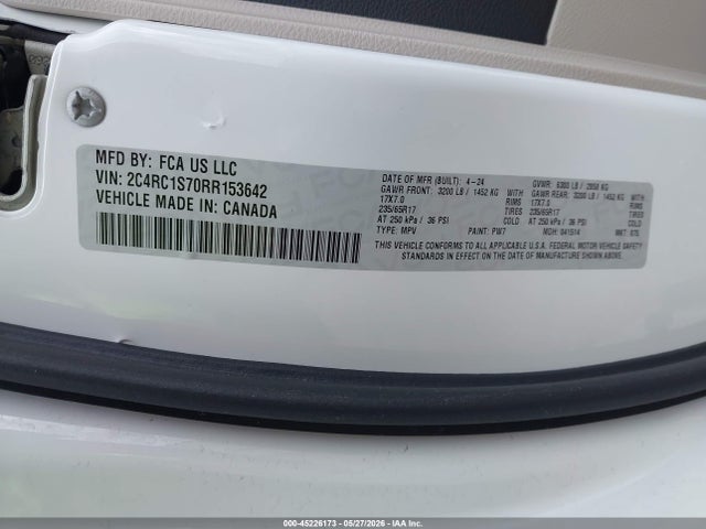 Продажа на аукционе авто 2024 Chrysler Pacifica Hybrid Select, vin: 2C4RC1S70RR153642, номер лота: 45226173