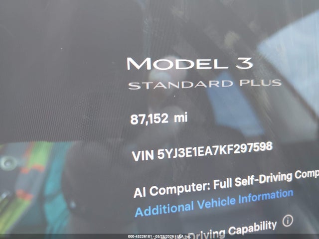 Tesla Model 3 Long Range/mid Range/standard Range/standard Range Plus 2019 5YJ3E1EA7KF297598 Image 7